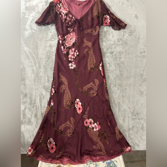 Monsoon y2k baby doll bust line silk floral maxi dress - Picture 8 of 16